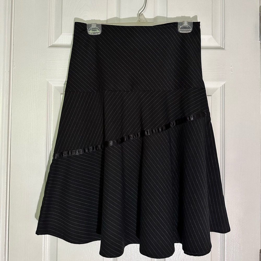 Pin-stripped flared tail skirt